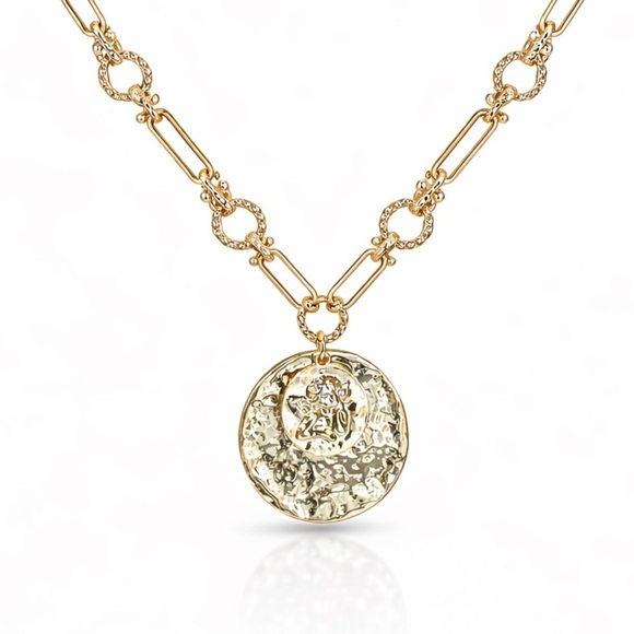 Anthropologie Jewelry - ⚜️ Gold Angel Coin Pendant Necklace 🌷